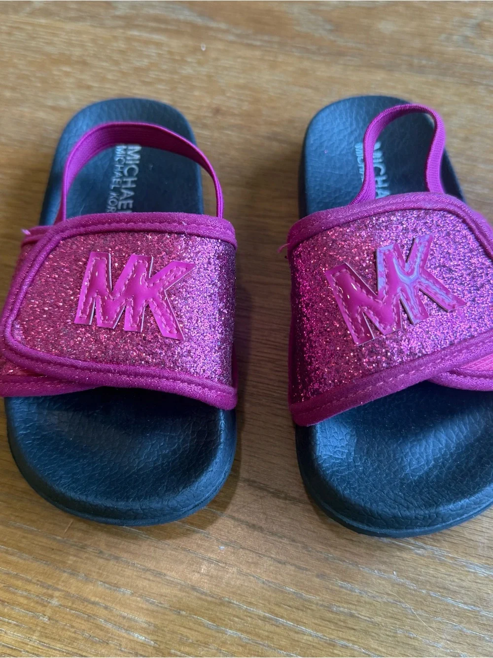 Michael Kors Kids Pink Glitter Slide Sandals size 9